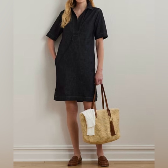 Ralph Lauren Denim Shift Dress in Charcoal Color Size Large - Picture 2 of 11